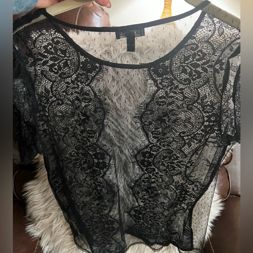 Lace black top.